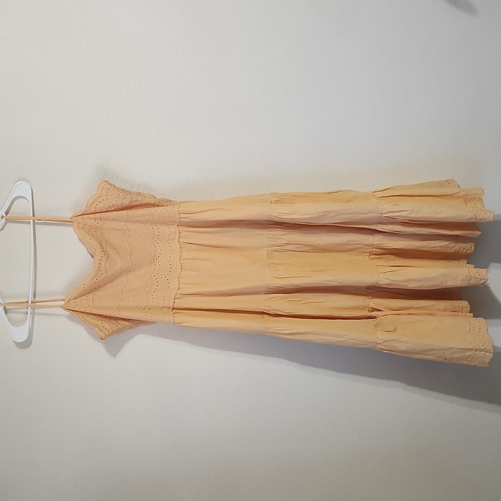 New American Eagle Orange Scalloped Midi Dress Size XL - Picture 5 of 11